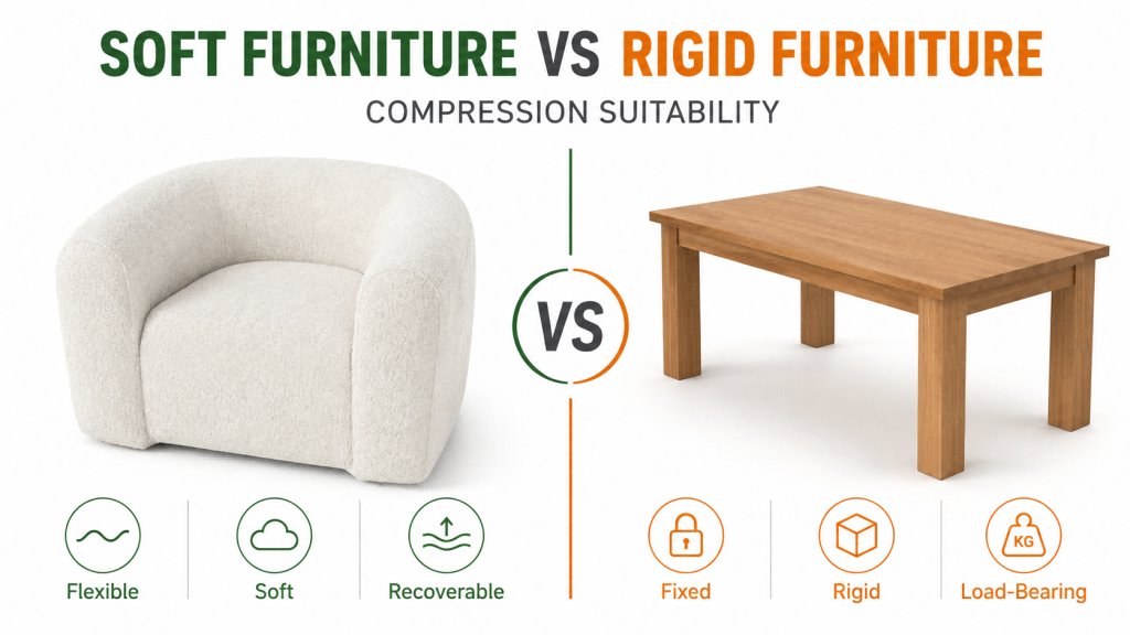 Soft furniture vs rigid furniture compression suitability