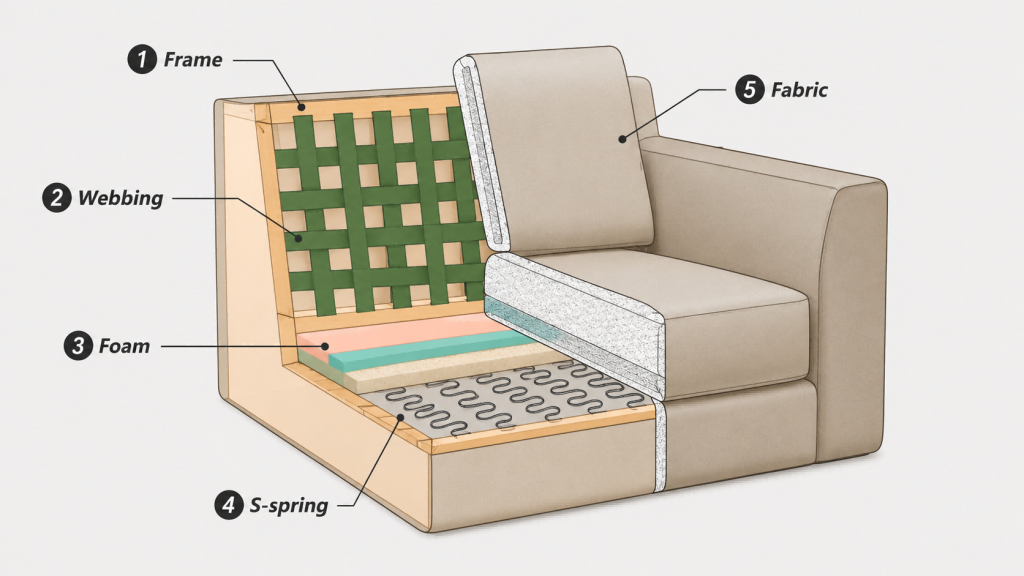 Some structures of compressed sofas